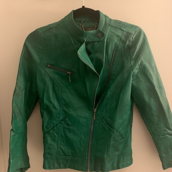 Green Zara Leather Jacket - Picture 1 of 2